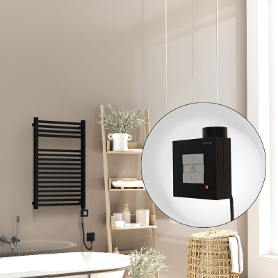 Radiva - Barbados Elektrikli Havlupan 500x800 Siyah Mat (KTX1 Termostat) 600W Spiral Kablolu