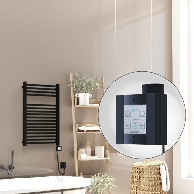 Radiva - Barbados Elektrikli Havlupan 500x800 Siyah Mat (KTX4 Termostat) 600W Spiral Kablolu (1)