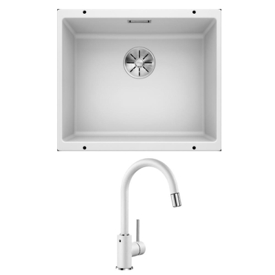 BLANCO - Blanco Eviye Tezgah Altı Beyaz Subline 500 U Silgranit PuraDur II - Mida S Eviye Bataryası Seti - 0