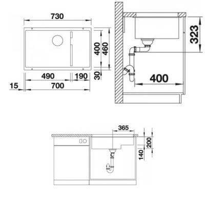 Blanco Eviye Tezgahaltı Antrasit Subline 700 U Level Silgranit - Linus S Eviye Bataryası Seti - Thumbnail 20BL523452-TAKIM