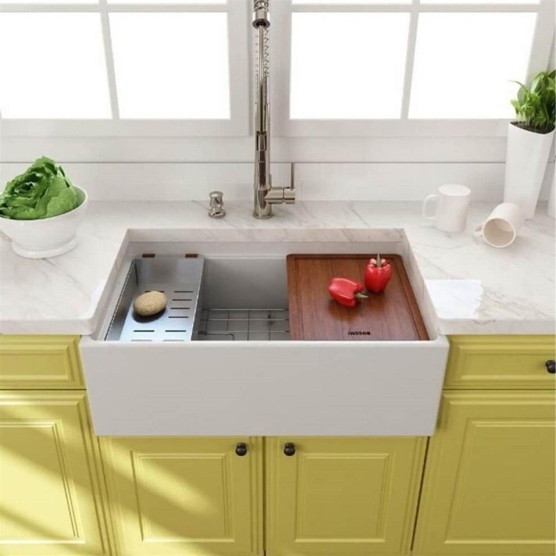 Bocchi Eviye Lavello 76 cm Country Parlak Beyaz Porselen - 20BOC1138-001-0120-03