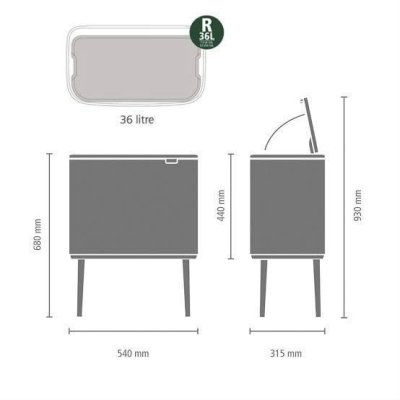 Brabantia Çöp Kutusu 36 lt Dokunmatik Bo Touch Bin 315848 - Thumbnail 20BRA315848