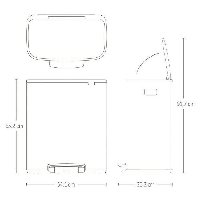 Brabantia Çöp Kutusu Büyük Boy 60 lt Bo Touch Pedallı Mat Çelik 211324 - 20BRA211324