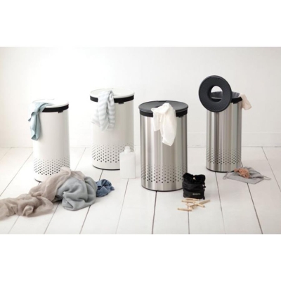 Brabantia Çamaşır Sepeti 60 lt Mat Paslanmaz Çelik Siyah Kapak 105166 - Thumbnail 20BRA105166