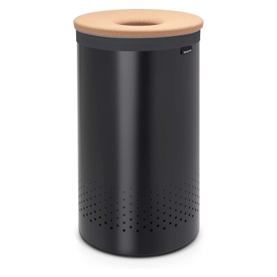 BRABANTIA - Brabantia Çamaşır Sepeti 60 lt Siyah Mantar Kapak 120022 - 5