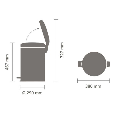 Brabantia Çöp Kutusu 20 litre Newicon Pedallı Beyaz 114243 - Thumbnail 20BRA114243