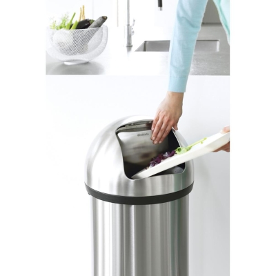 BRABANTIA - Brabantia Çöp Kutusu Büyük Boy 60 litre Push Bin Matt Steel 484520