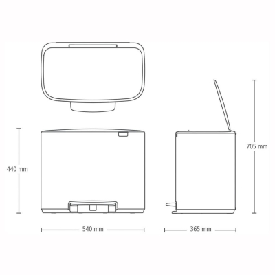 Brabantia Çöp Kutusu İki Bölmeli 11+23 Lt Bo Pedal Bin 121142 - Thumbnail 20BRA121142