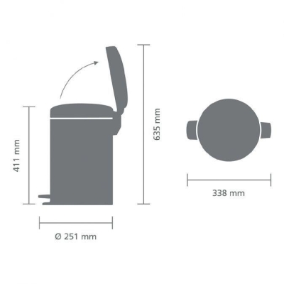 Brabantia Çöp Kovası Newicon Brillant Steel Pedallı Çöp Kutusu 12lt 113581 - Thumbnail 20BRA113581