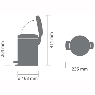 Brabantia Çöp Kutusu Newicon Pedallı 3 Lt Matt Black - Thumbnail 20BRA113321