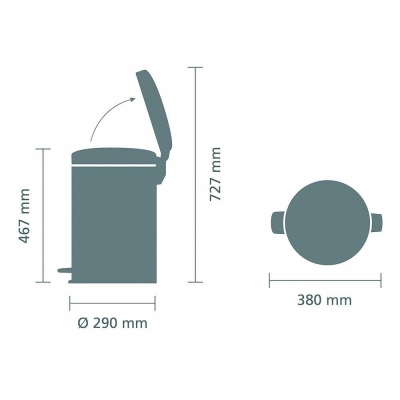 Brabantia Çöp Kutusu 20 litre Newicon Pedallı Mat Siyah 114106 - Thumbnail 20BRA114106