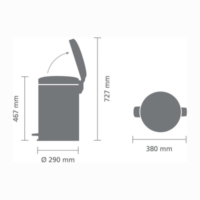 Brabantia Çöp Kutusu 20 litre Newicon Pedallı Şampanya Rengi - Thumbnail 20BRA304460