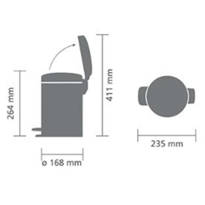 Brabantia Çöp Kutusu 3 litre Newicon Pedallı Mat Bej 149887 - Thumbnail 20BRA149887