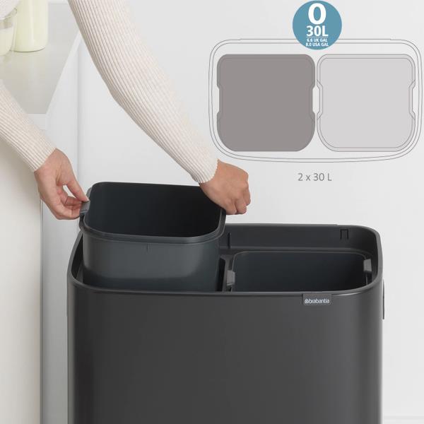 Brabantia Çöp Kutusu 30 + 30 lt Bo Touch Dokunmatik Kapak Beyaz 130601 - 20BRA130601