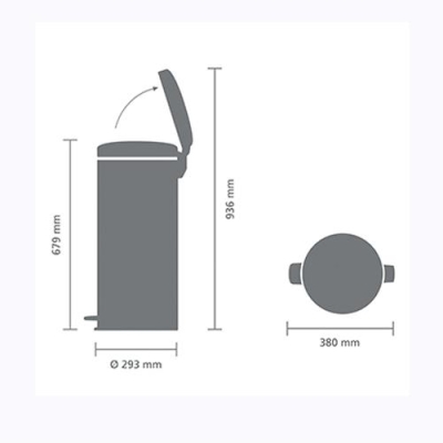 Brabantia Çöp Kutusu 30 litre Newicon Pedallı Beton Gri 119187 - Thumbnail 20BRA119187