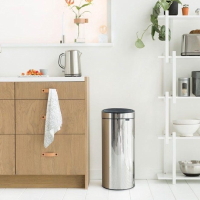 BRABANTIA - Brabantia Çöp Kutusu 30 litre Touch Bın New Dokunmatik Parlak Çelik 115325