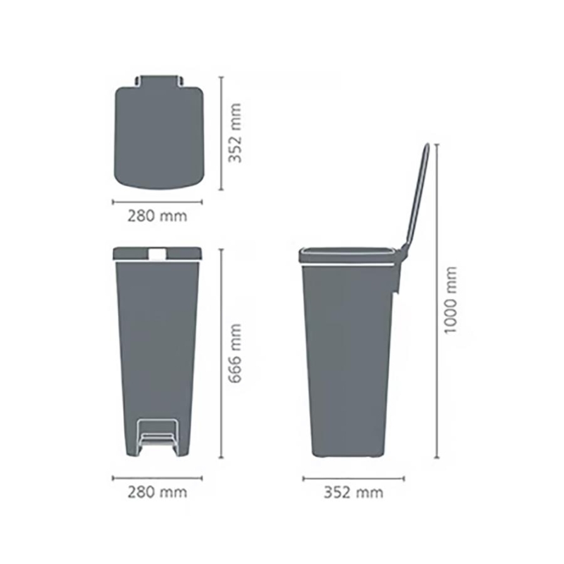 Brabantia Çöp Kutusu 40 litre Stepup Plastik Koyu Gri 800023 - 20BRA800023
