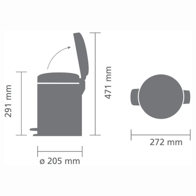 Brabantia Çöp Kutusu 5 litre Newicon Pedallı Beton Gri 126284 - Thumbnail 20BRA126284