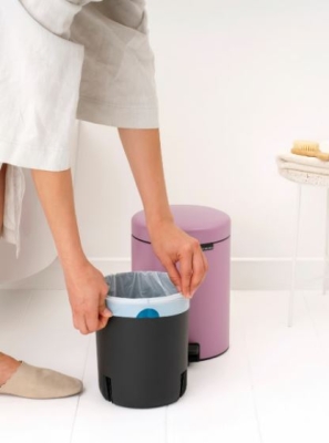 BRABANTIA - Brabantia Çöp Kutusu 5 litre Newicon Pedallı Mineral, Lilac Pink 255281 (1)