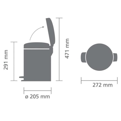 Brabantia Çöp Kutusu 5 litre Newicon Pedallı Platin 112683 - Thumbnail 20BRA112683