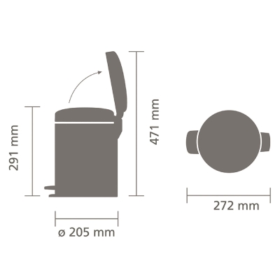 Brabantia Çöp Kutusu 5 litre Newicon Pedallı Şampanya Rengi 304422 - Thumbnail 20BRA304422