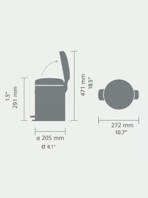 Brabantia Çöp Kutusu 5 litre Newicon Pedallı, Soft Grey 252204 - Thumbnail 20BRA252204