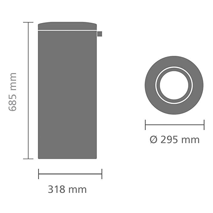 Brabantia Çöp Kutusu ALEV Korumalı 30 lt Parlak Çelik 287527 - 20BRA287527