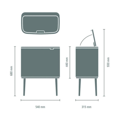 Brabantia Çöp Kutusu Bo Touch Bin 11+ 23 Lt Matt Steel 316227 - Thumbnail 20BRA316227