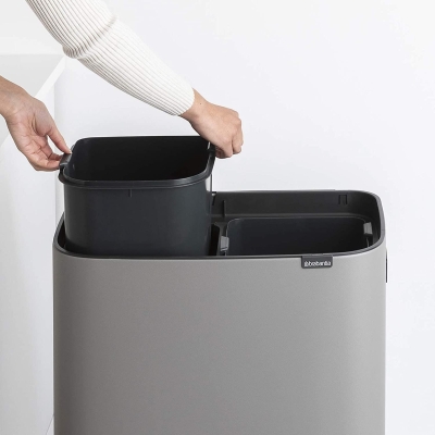 BRABANTIA - Brabantia Çöp Kutusu Bo Touch Bin Kapak 30+30 Lt Beton Gri 130663