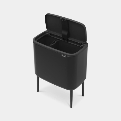 BRABANTIA - Brabantia Çöp Kutusu İki Bölmeli 11+23 litre Bo Touch Bin Mat Siyah 316203