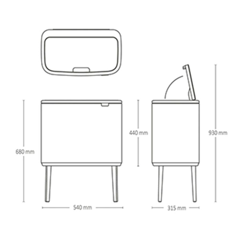 Brabantia Çöp Kutusu İki Bölmeli 11+23 litre Bo Touch Bin Mineral Cosby Brown 208621 - 20BRA208621