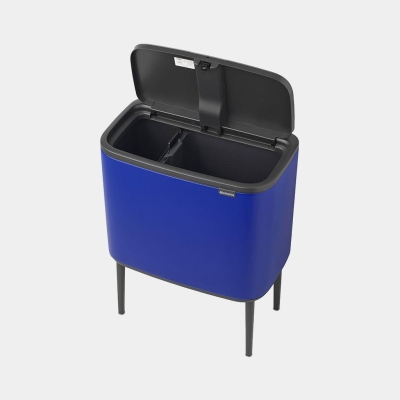 BRABANTIA - Brabantia Çöp Kutusu İki Bölmeli 11+23 litre Bo Touch Bin Mineral Powerful Blue 208348