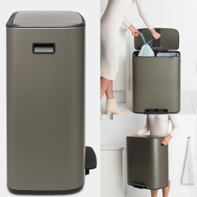 Brabantia Çöp Kutusu İki Bölmeli 30+30 Lt Bo Pedal Bin Platinium 211546 - Thumbnail 20BRA211546