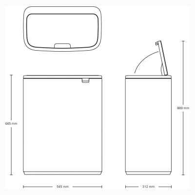 Brabantia Çöp Kutusu İki Bölmeli 30+30 Lt Bo Pedal Bin Platinium 211546 - Thumbnail 20BRA211546