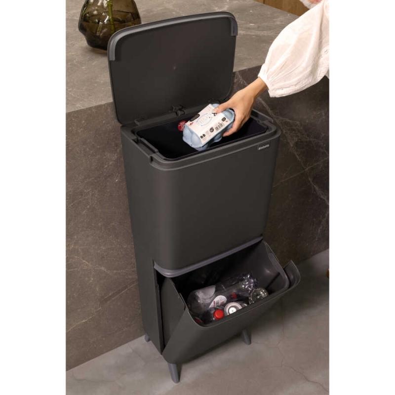 Brabantia Geri Dönüşüm Kutusu 20+25 litre Sort Up Recycle, Dark Grey 275067 - 20BRA275067