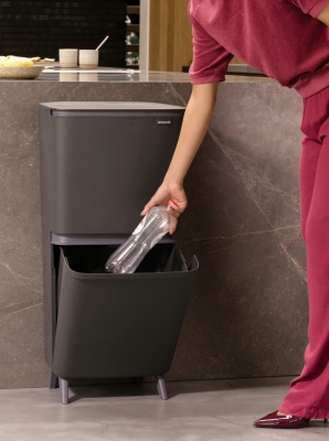 Brabantia Geri Dönüşüm Kutusu 20+25 litre Sort Up Recycle, Dark Grey 275067 - Thumbnail 20BRA275067