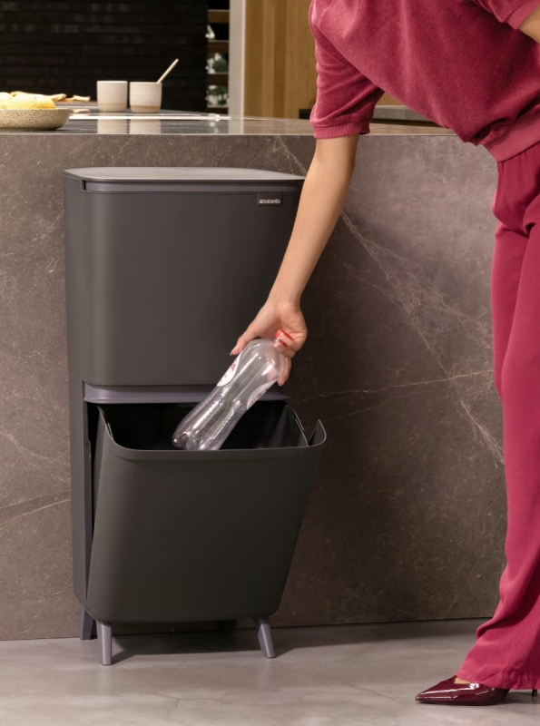Brabantia Geri Dönüşüm Kutusu 20+25 litre Sort Up Recycle, Dark Grey 275067 - 20BRA275067