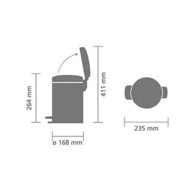 Brabantia Çöp Kutusu 3 lt Pedallı Newicon Fpp Mat Steel 112164 - Thumbnail 20BRA112164