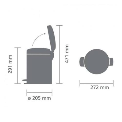 Brabantia Çöp Kutusu 5 lt Pedallı Newicon Fpp Mat Steel 112102 - Thumbnail 20BRA112102