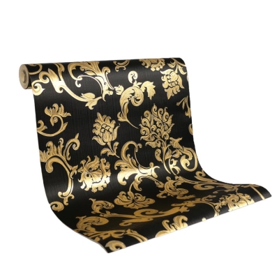 DUVAR KAĞIDI - Duvar Kağıdı Siyah&Altın Damask Dash Design Gold Collar -Vinil 