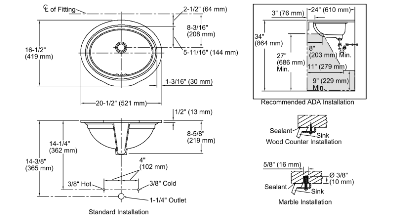Kohler Lavabo Tezgah Altı Devonshire Koyu Gri - Thumbnail 10KOH2336-58