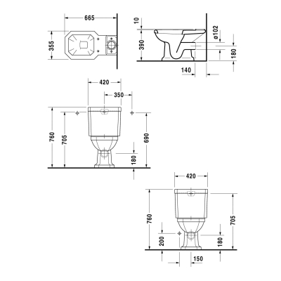 Duravit Klozet Seti 1930 Serisi Rezervuarlı0227310075 - Thumbnail 20DRV0227310075-TAKIM