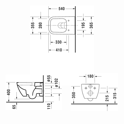 DURAVİT - Duravit Klozet Asma+Amortisörlü Kapak Happy D.2 Plus Beyaz 2222390075 + 0064590095 (1)