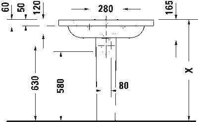 Duravit Lavabo D-Code Etejerli Tezgah Üstü 80 x 48 cm, Beyaz 23998000002 - Thumbnail 20DRV23998000002