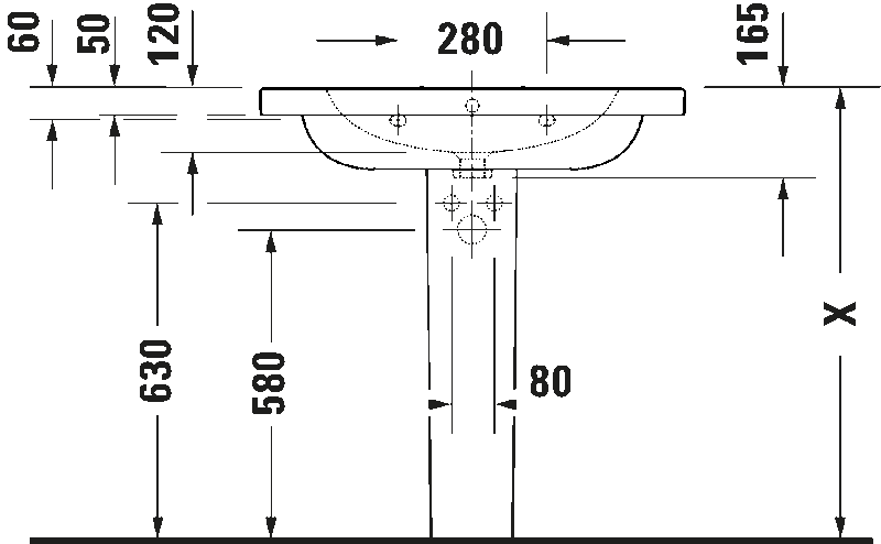 Duravit Lavabo D-Code Etejerli Tezgah Üstü 80 x 48 cm, Beyaz 23998000002 - 20DRV23998000002