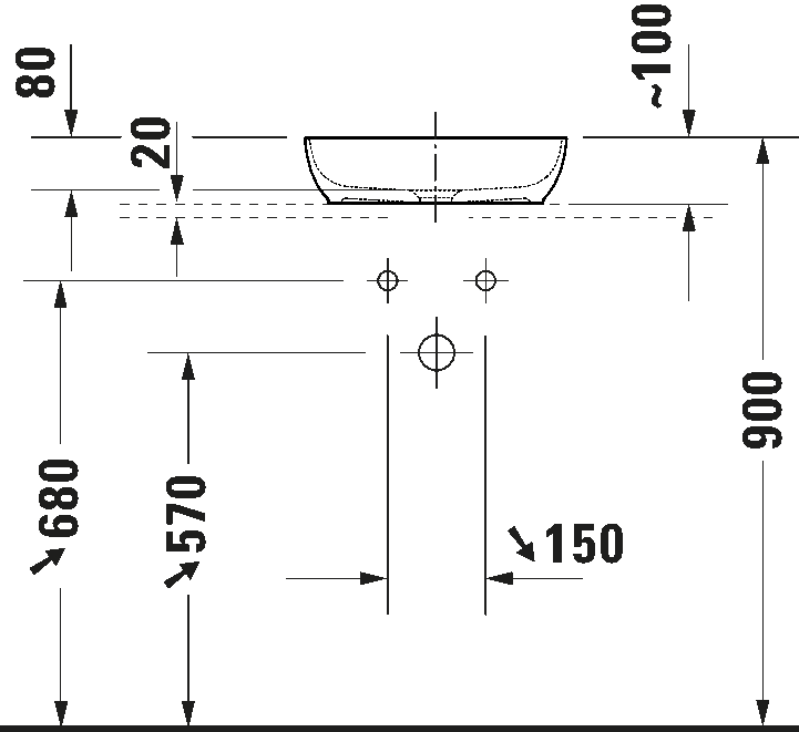 Duravit Lavabo Sıvıda Kare Çanak 40x40 cm Mat Beyaz/Koyu Gri 266001FI00 - 20DRV266001FI00