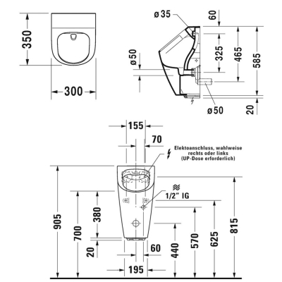 Duravit Pisuar ME by Starck Rimless Elektrikli 2809310093 - Thumbnail 20DRV2809310093-TAKIM