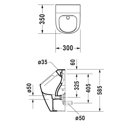 Duravit Pisuar ME by Starck Rimless 2809300000 - Thumbnail 20DRV2809300000-TAKIM