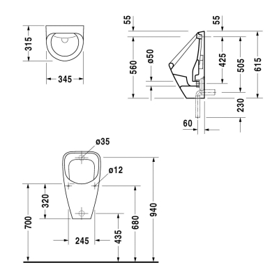 Duravit Pisuar Duraplus Beyaz 0830360000 - Thumbnail 20DRV0830360000-TAKIM