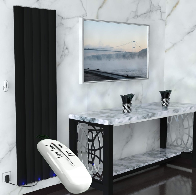 Elektrikli Alüminyum Radyatör 1000 Watt 1800x500 Mat Siyah Uzaktan Kumandalı - 2MAR18000500B3TE5100